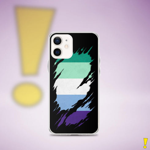 Gay Male Pride Flag Ripped Reveal Clear Case for iPhone®